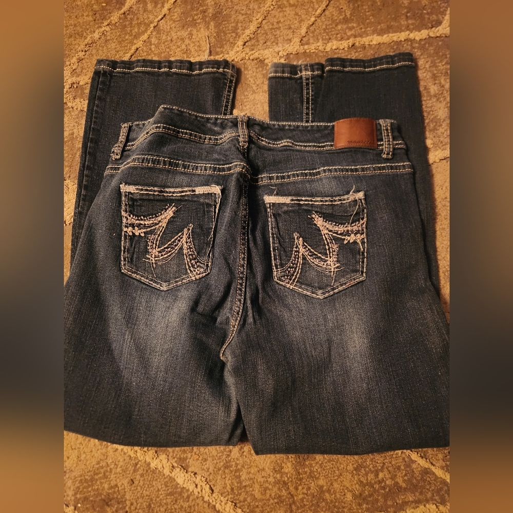 Maurices Bootcut Stylish Blue Denim Jeans with Embroidered Pockets